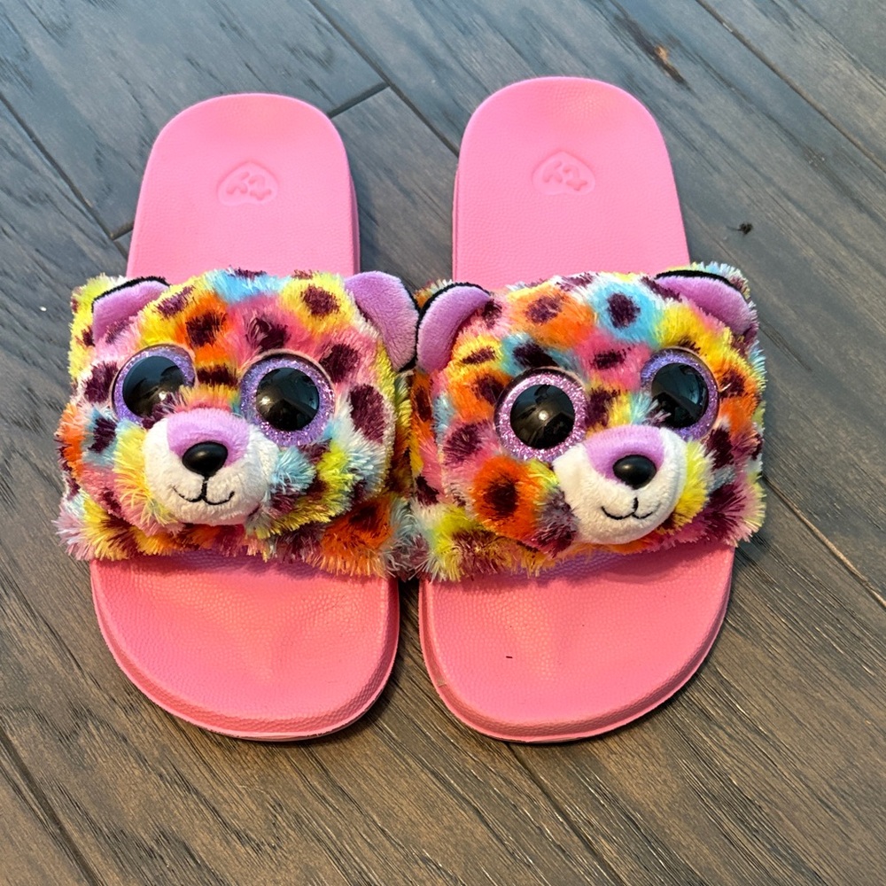 Ty Pink Multicolor Plush Animal Kids Slippers